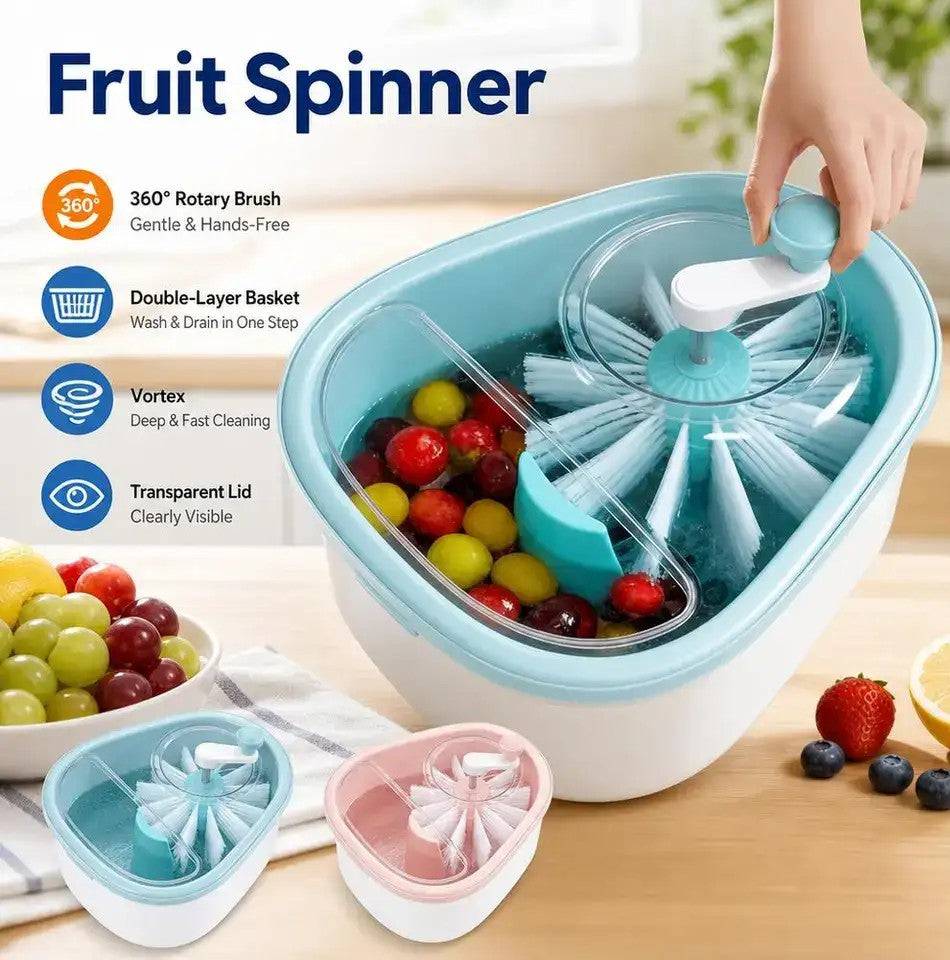 Multi-Function 360° Rotary Fruit & Vegetable Cleaner Spinner